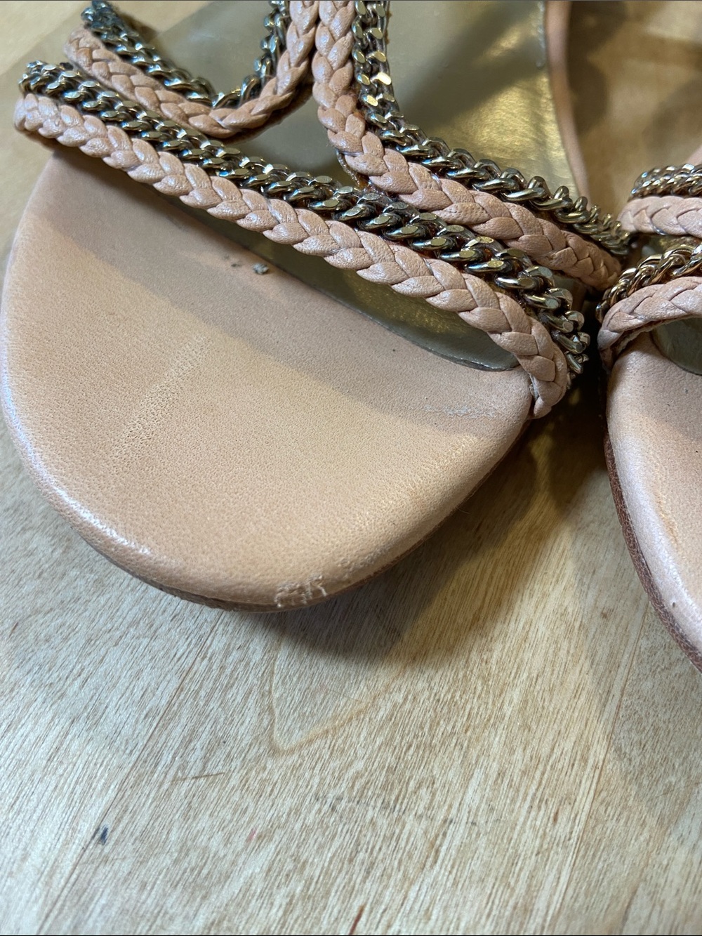 Stuart Weitzman Blush Braided T-Strap Sandals - Picture 6 of 8
